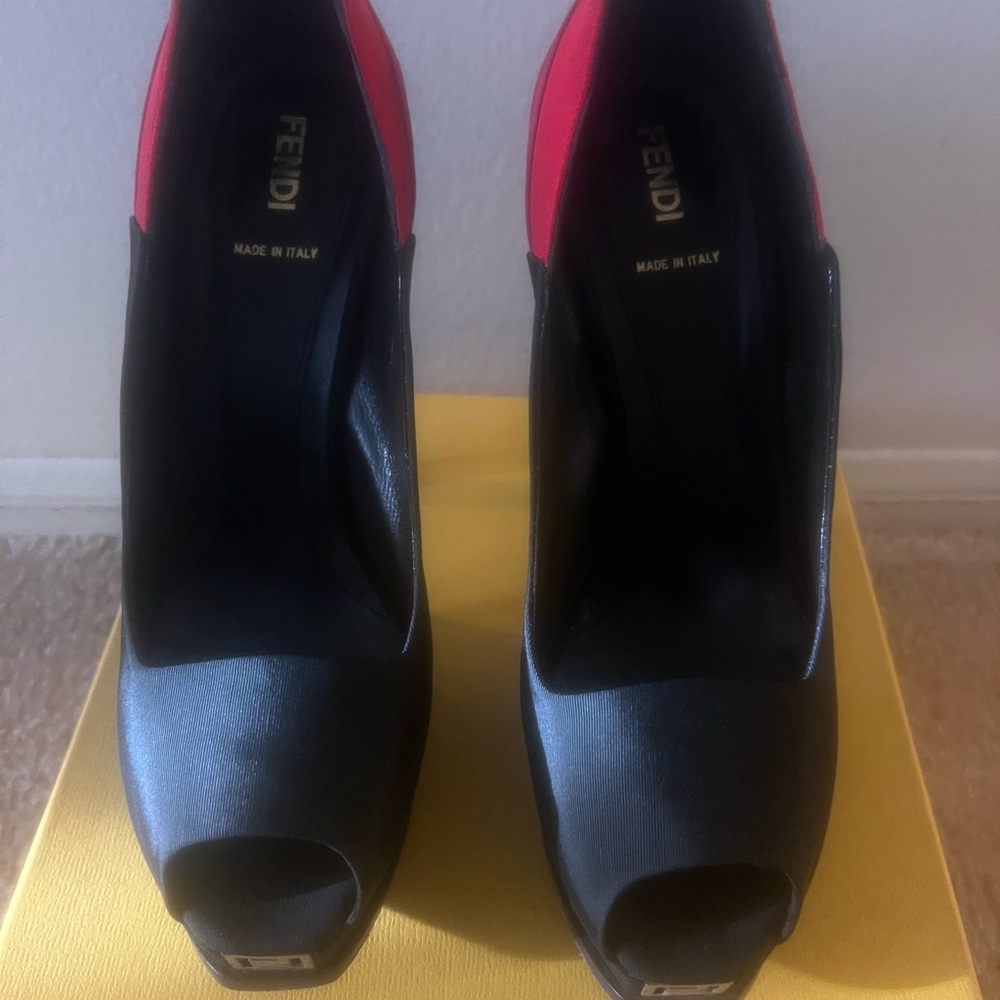 Fendi Black, Red and Pink Platform Shoes